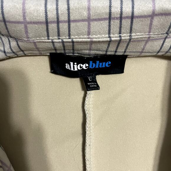 Alice Blue Plaid Trench Coat Duster Jacket Lightweight Belted Tan - Size L‎ - Picture 4 of 7